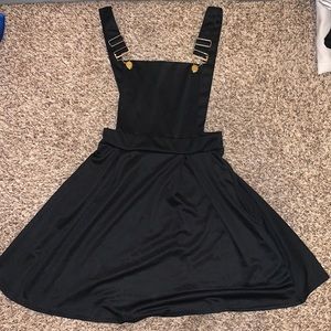 black overall dress